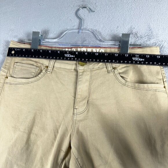 VIP Skinny Jeans Womens Size 13/14 Mid Rise Flat Front Five Design Pockets Khaki - Picture 7 of 10